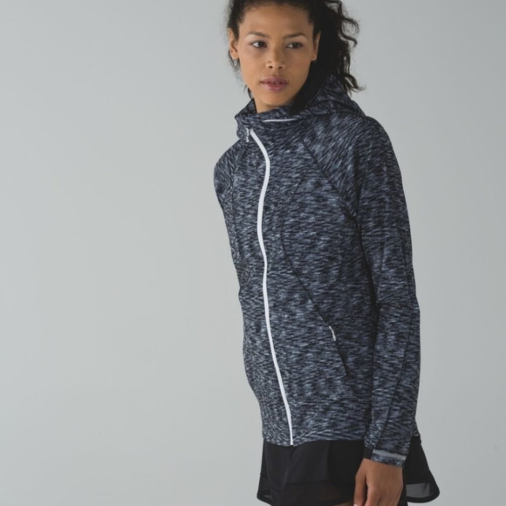 Lululemon Go The Distance Jacket Dramatic Static White Black
